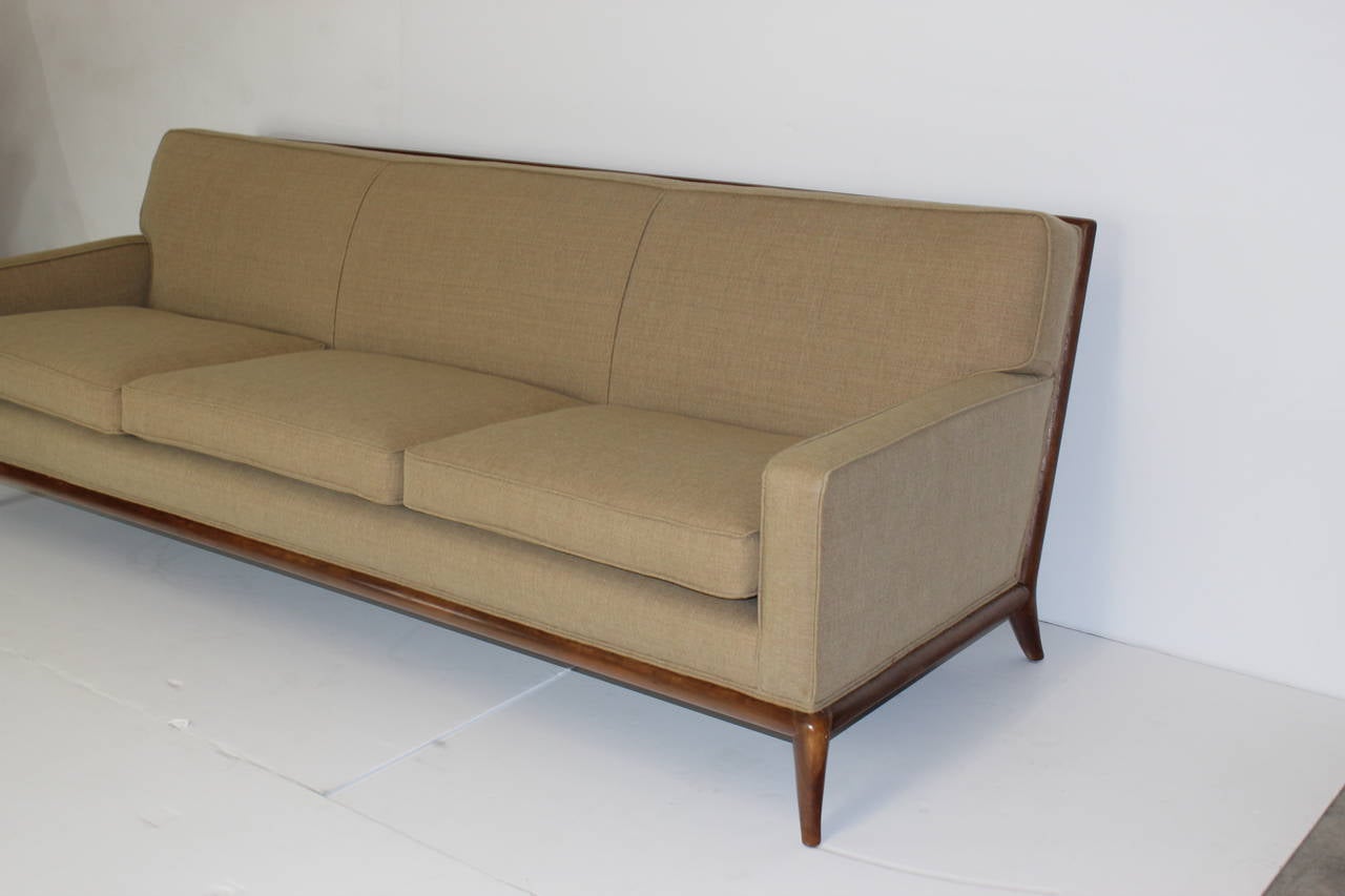 Widdicomb three seater sofa designed by T.H Robsjohn-Gibbings.Newly upholstered in cotton.