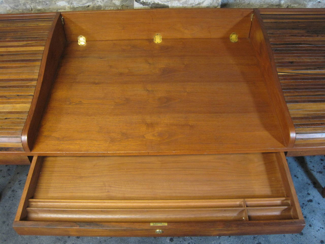 20th Century Edward Wormley Roll Top Desk for Dunbar, Rosewood American Mid-Century Modern