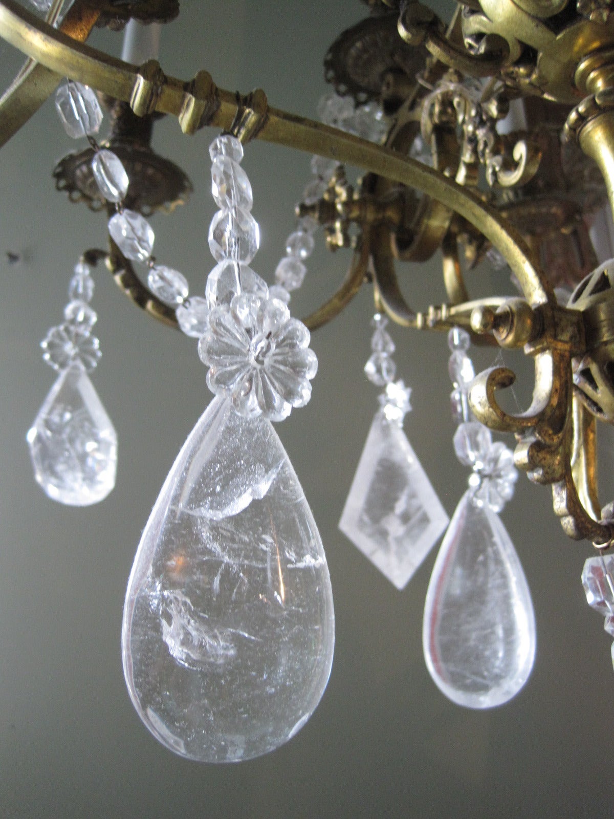 19th Century Quartz Rock Crystal Chandelier, French