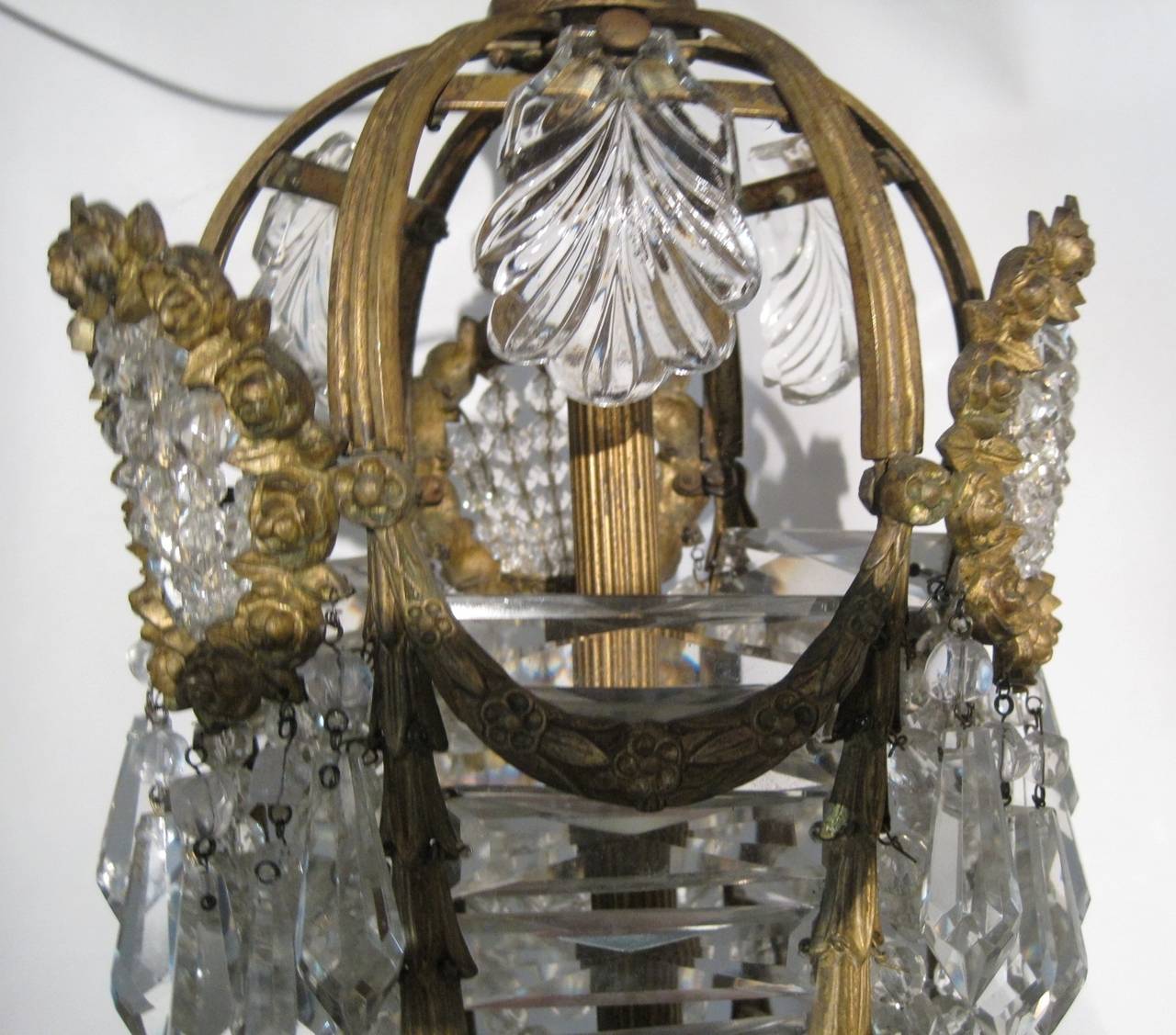 French Bronze and Crystal Chandelier 4