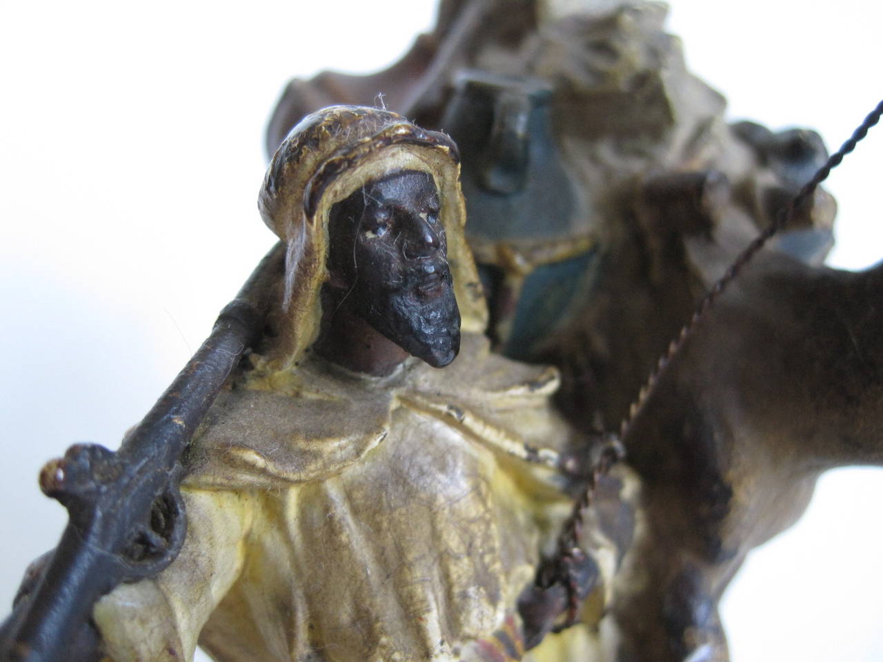 Franz Xaver Bergman Sculpture, Bronze Arab and Camel, Cold-Painted