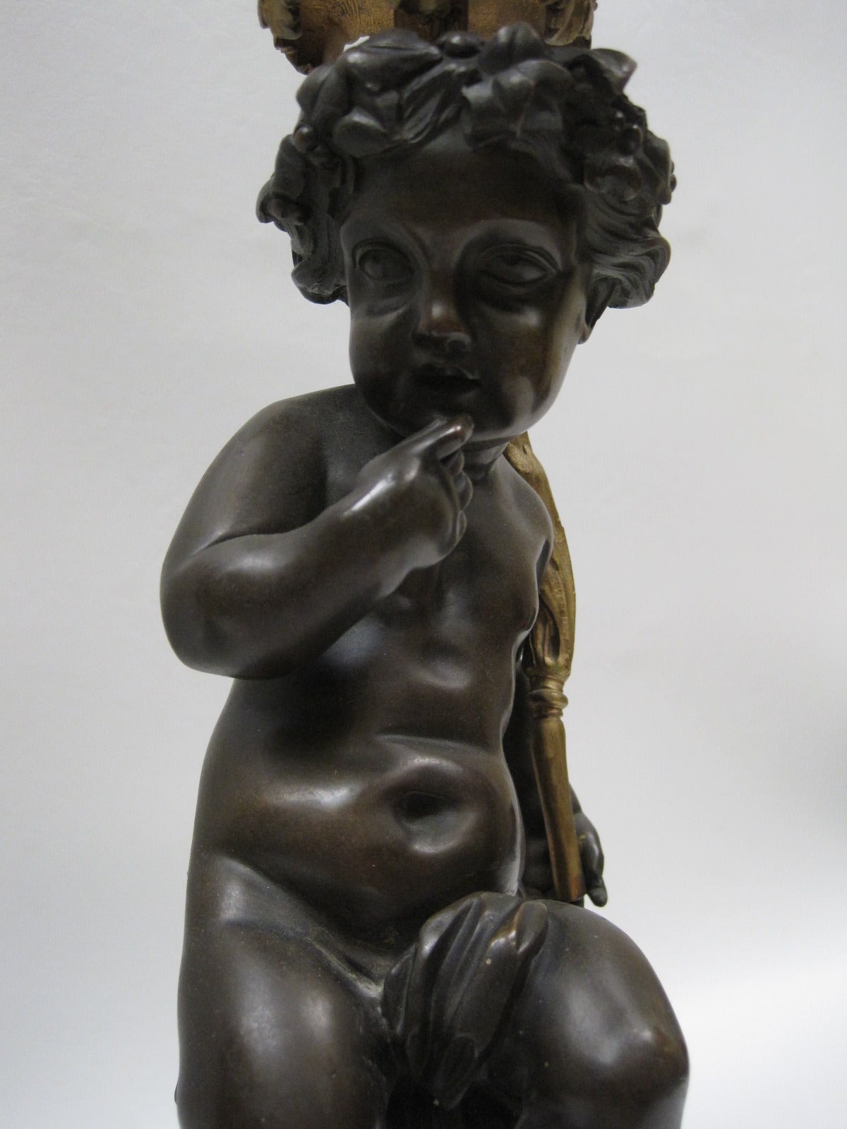 19th Century French Bronze Candelabra with Cherubs In Good Condition In Hamilton, Ontario