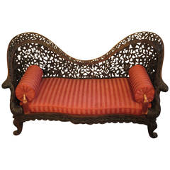 Antique Anglo Indian Settee, Late 18th or Early 19th Century Carved Rosewood