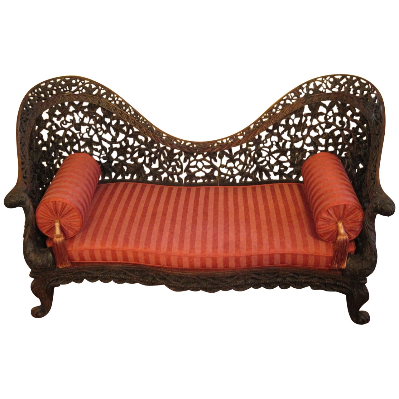 Anglo Indian Settee, Late 18th or Early 19th Century Carved Rosewood For Sale