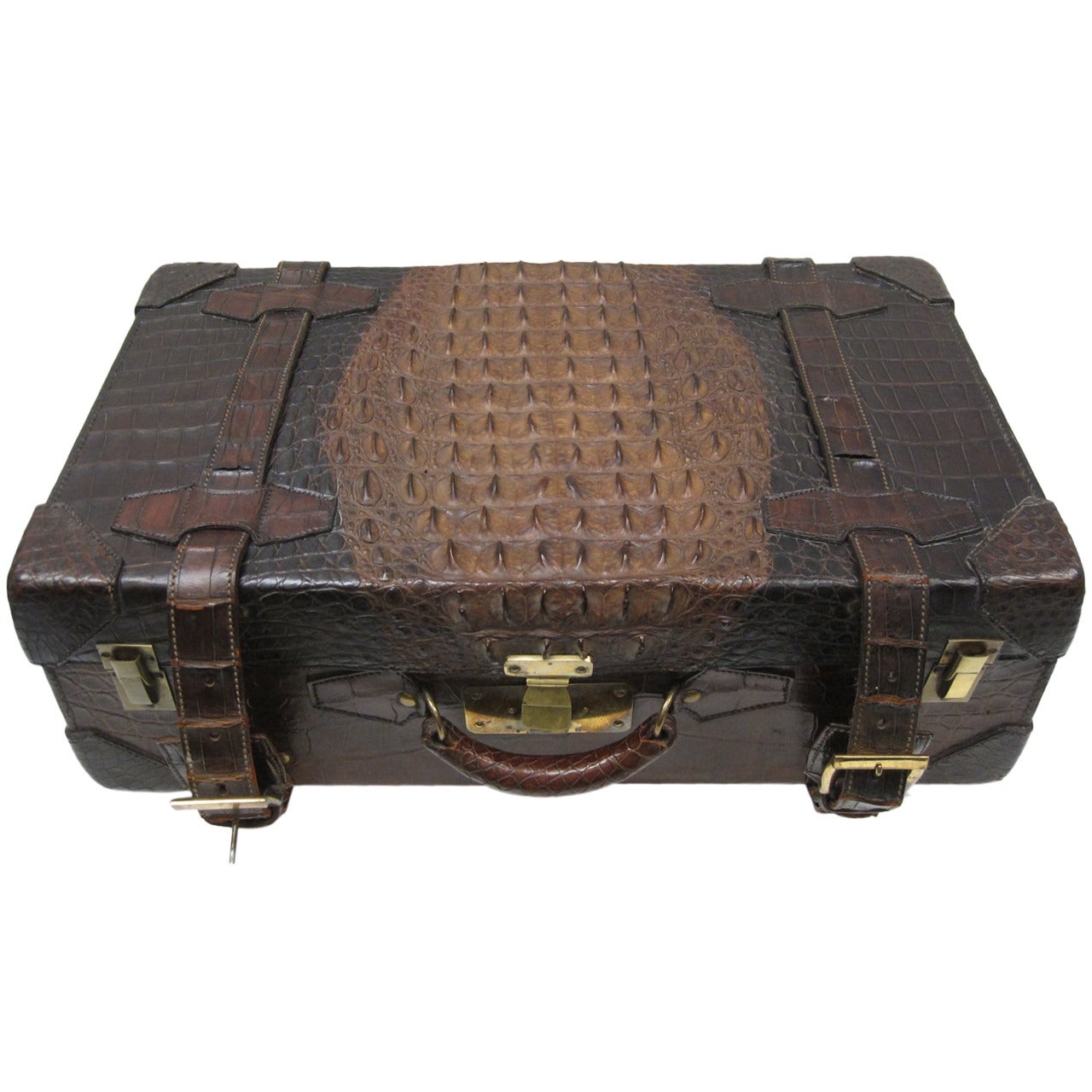 1940's-50's Full HORNBACK CROCODILE Suitcase Travel Bag Luggage Case -  Vintage Skins