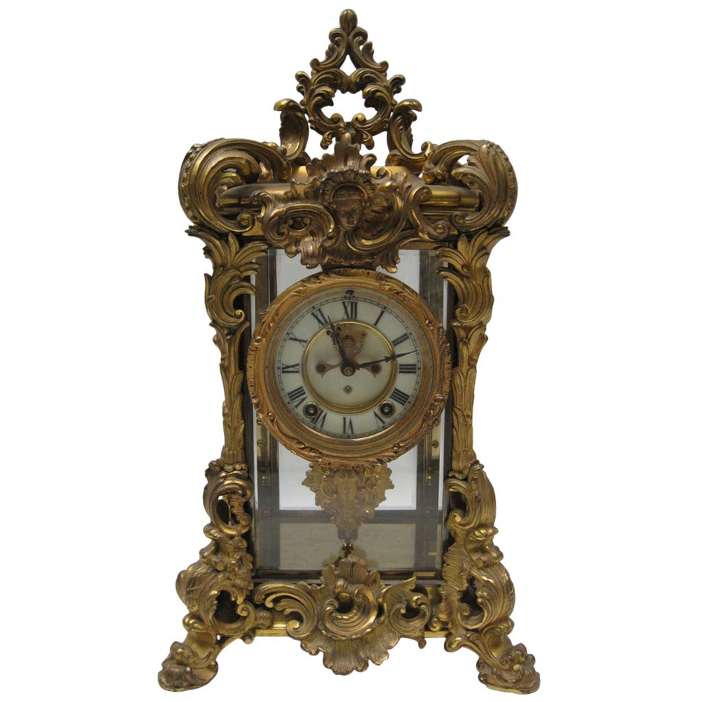 American Ansonia Shelf Clock in Ornate French Style Case