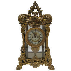 Antique American Ansonia Shelf Clock in Ornate French Style Case