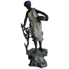 Franz Xaver Bergman Bronze Woman Sculpture, Cold-Painted