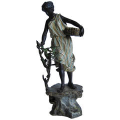 Franz Xaver Bergman Bronze Woman Sculpture, Cold-Painted 11