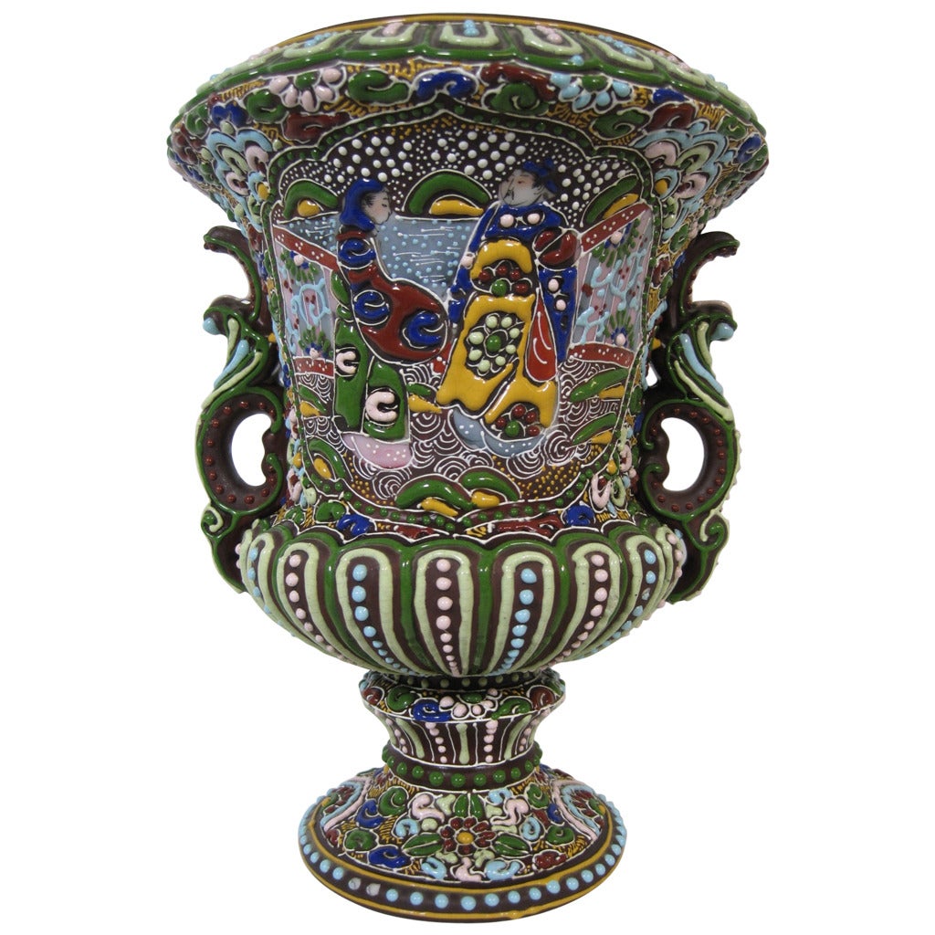 Moriage Nippon Vase, Japanese Porcelain