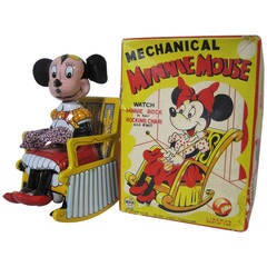 Minnie Mouse Tin Toy, Linemar Lithographed Wind-Up with Original Box