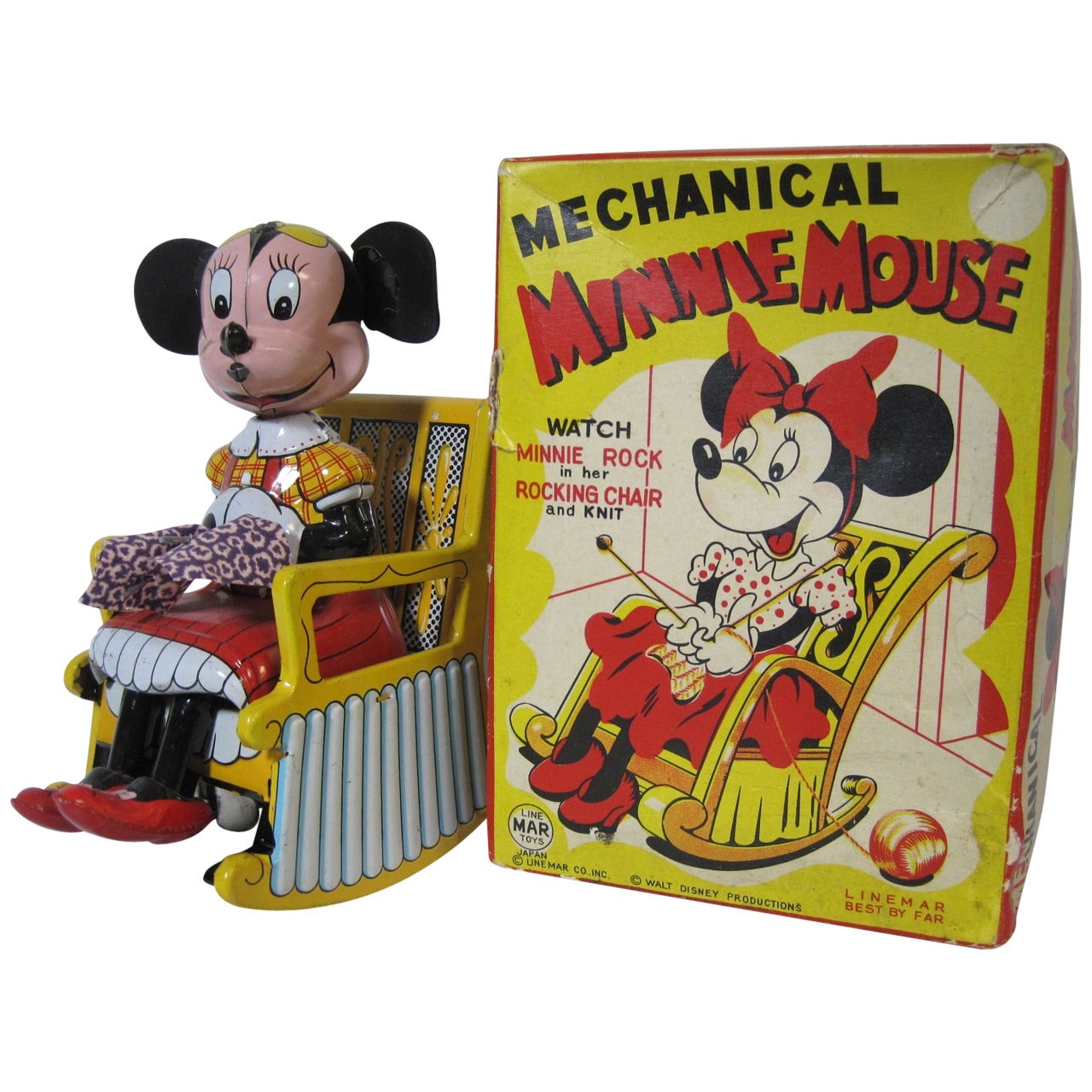 Minnie Mouse Tin Toy, Linemar Lithographed Wind-Up with Original Box