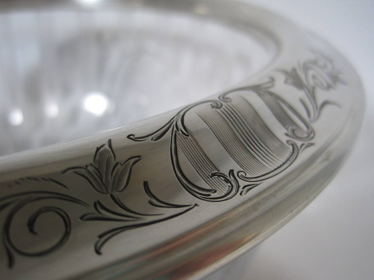 Shreve & Company American Sterling Silver and Etched Glass Bowl