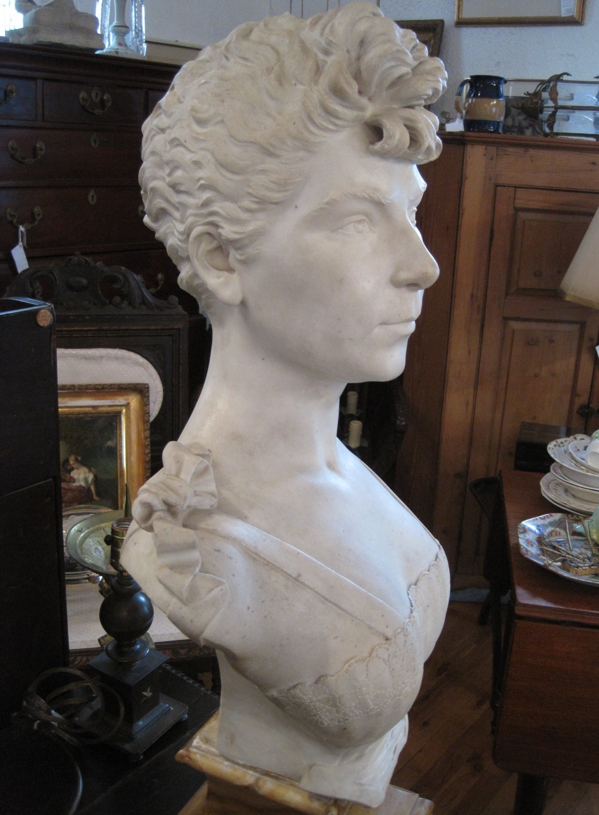 European 19th Century Art Nouveau Marble Bust Sculpture