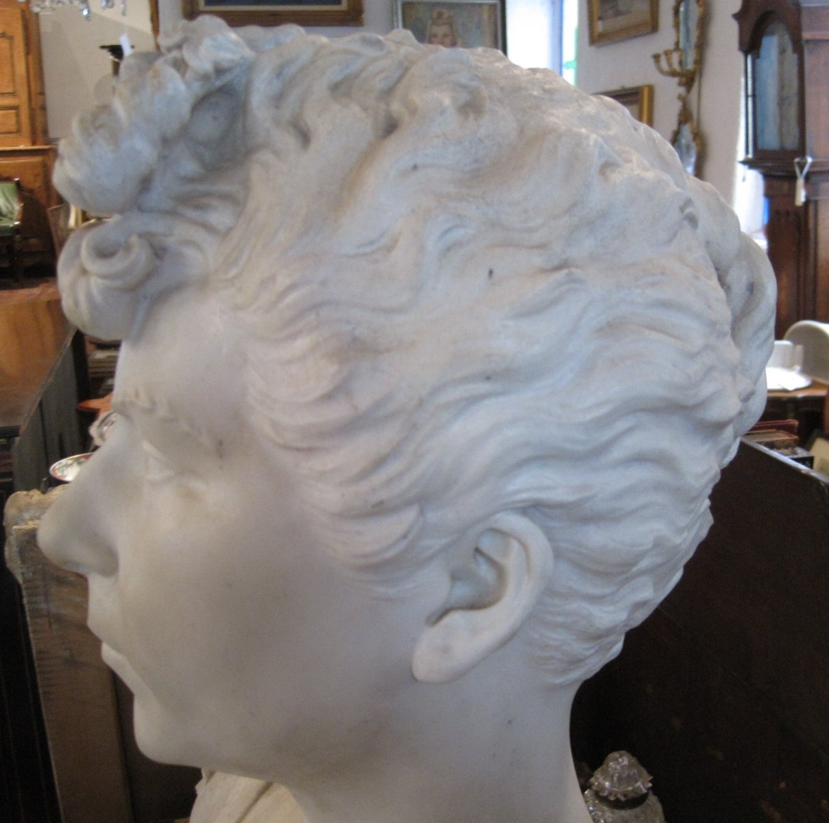Carrara Marble 19th Century Art Nouveau Marble Bust Sculpture