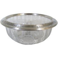 Antique Shreve & Company American Sterling Silver and Etched Glass Bowl