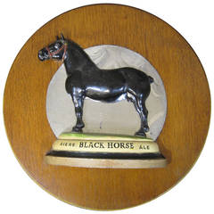 Vintage Ross Butler Horse Sculpture for Dawes Black Horse Ale Advertising Sign