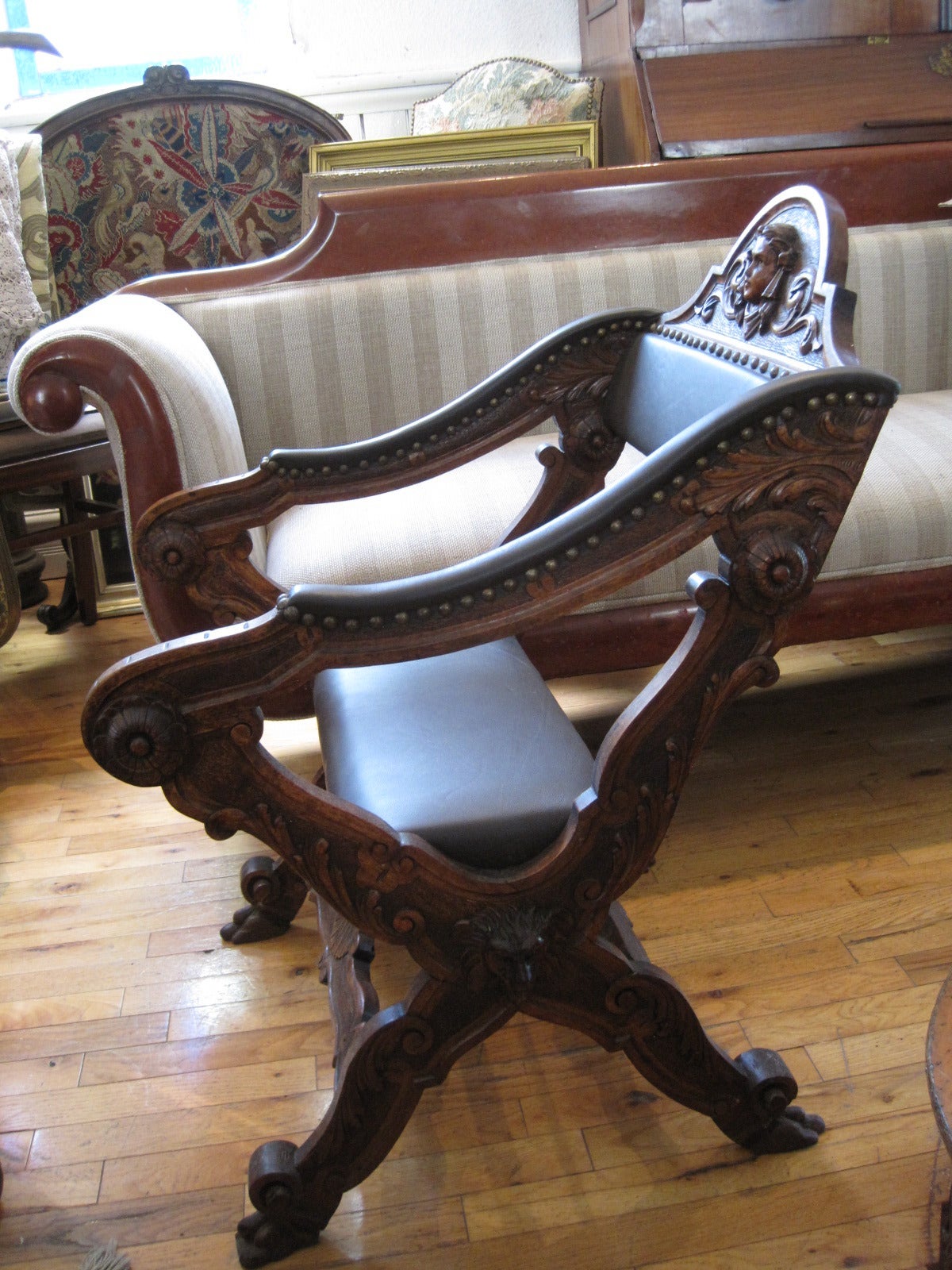Hand-Carved Renaissance Revival Armchair 3