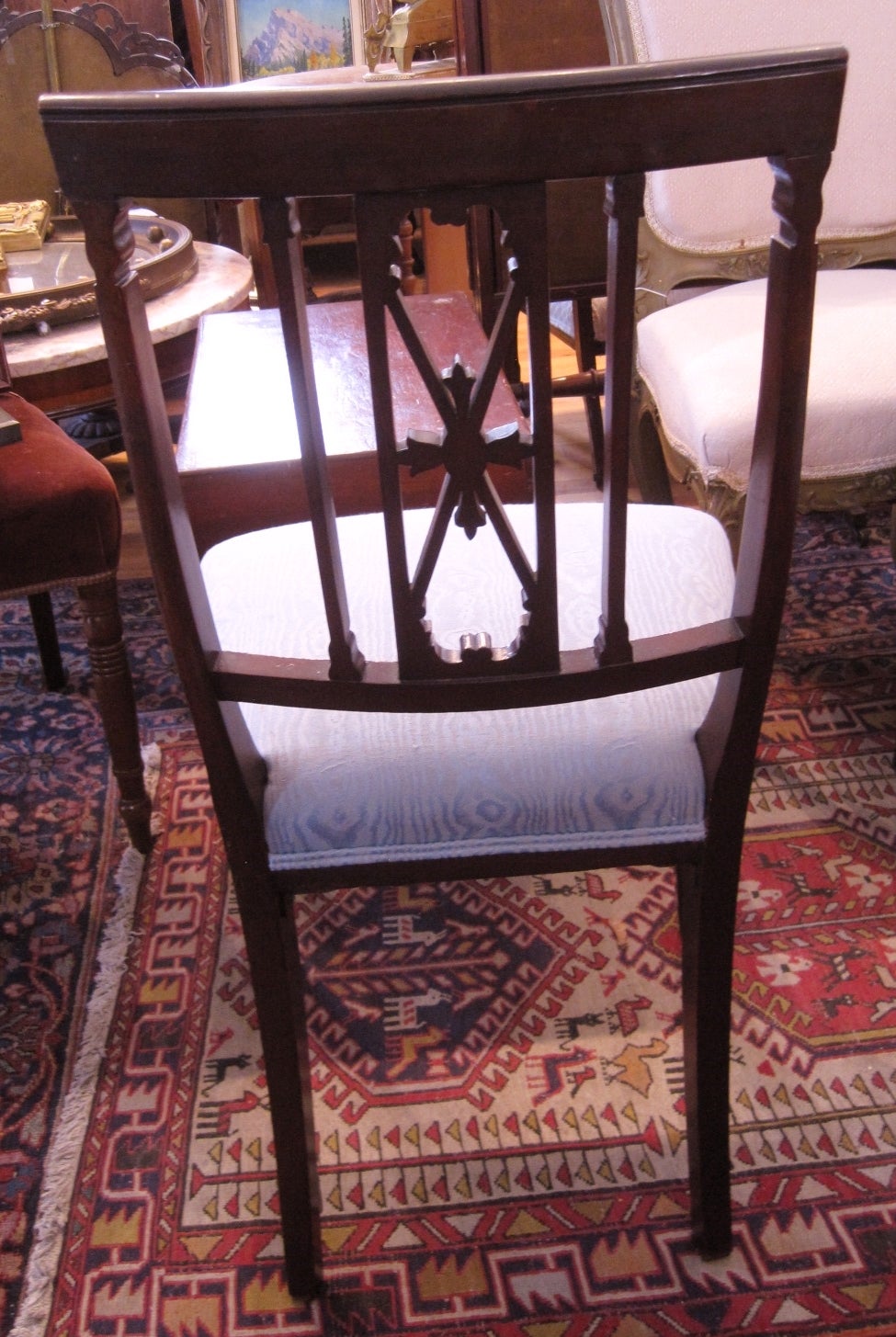 Four Edwardian Period Inlaid Mahogany and Satinwood Dining Chairs 3