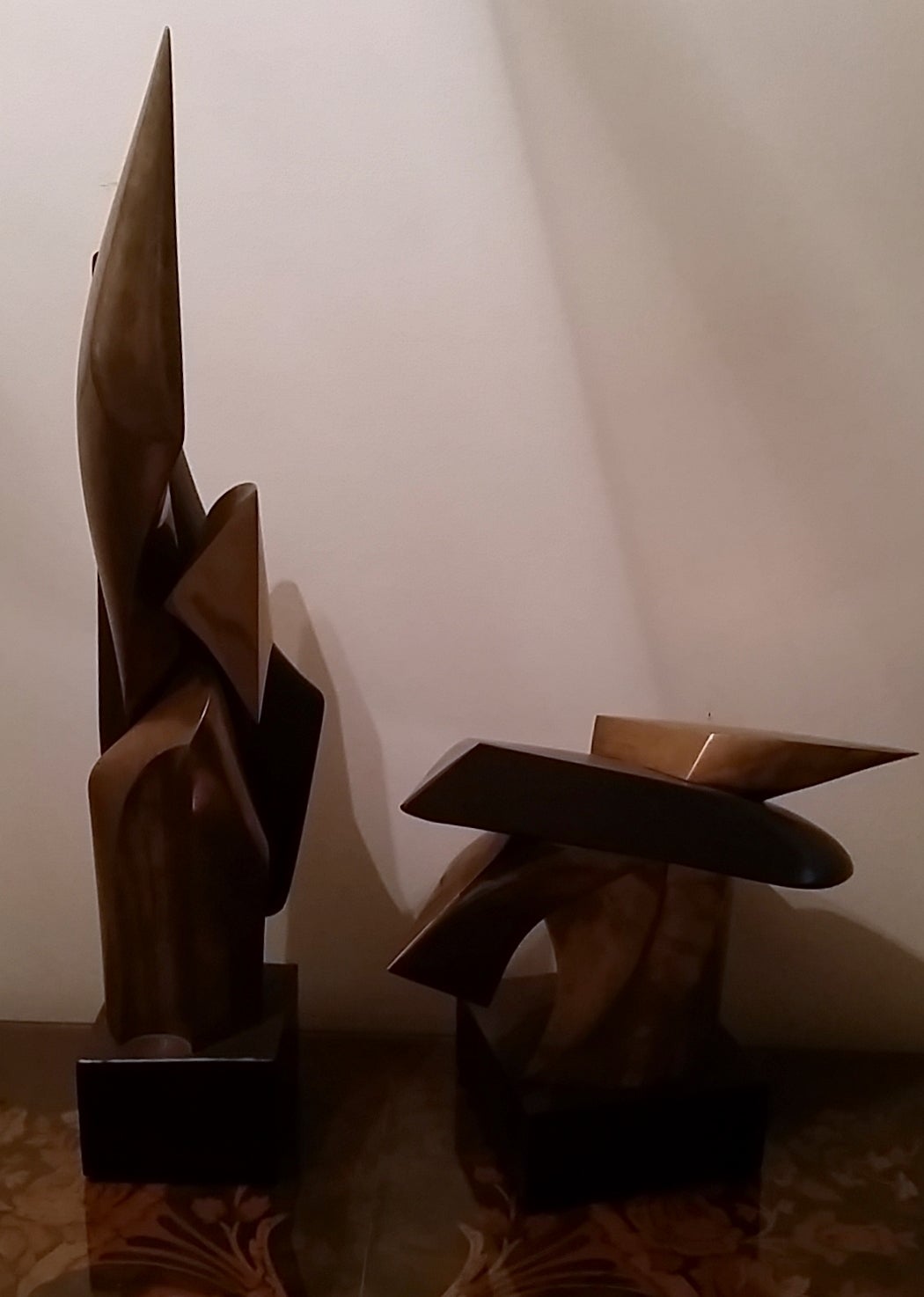 Two Karoly Veress abstract bronze sculptures.

Free shipping within the United States and Canada.

Karoly Veress (Dalnoki Veress, Karoly) was born in 1935 in the rugged mountains of Transylvania. The upheaval of the Second World War forced him