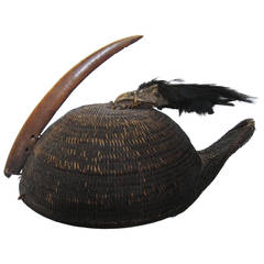 Indian Nyishi Warrior Hornbill Tribal Hat, circa 1890