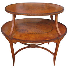 Edwardian Etagere Satinwood and Walnut Inlaid Table