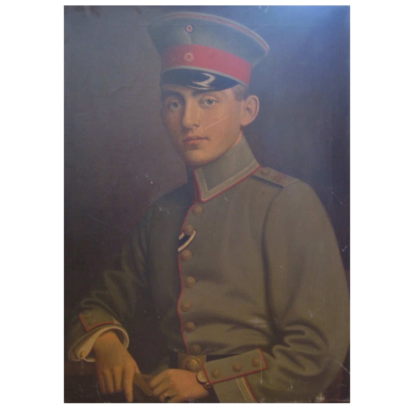 Oil on Canvas Painting, WWI German Military Officer, Signed Schultis