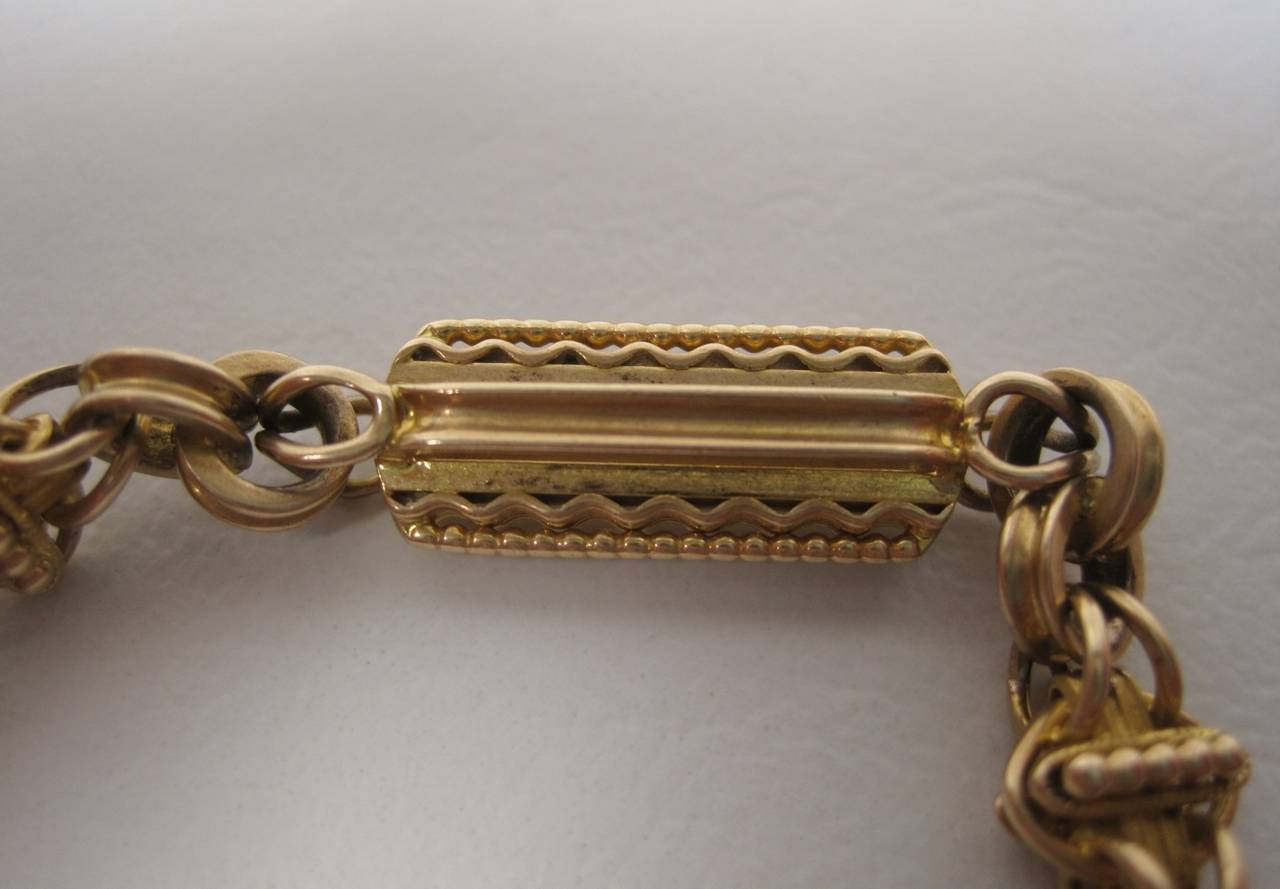 19th Century 14-Karat Gold Watch Fob Chain and Pendants 4