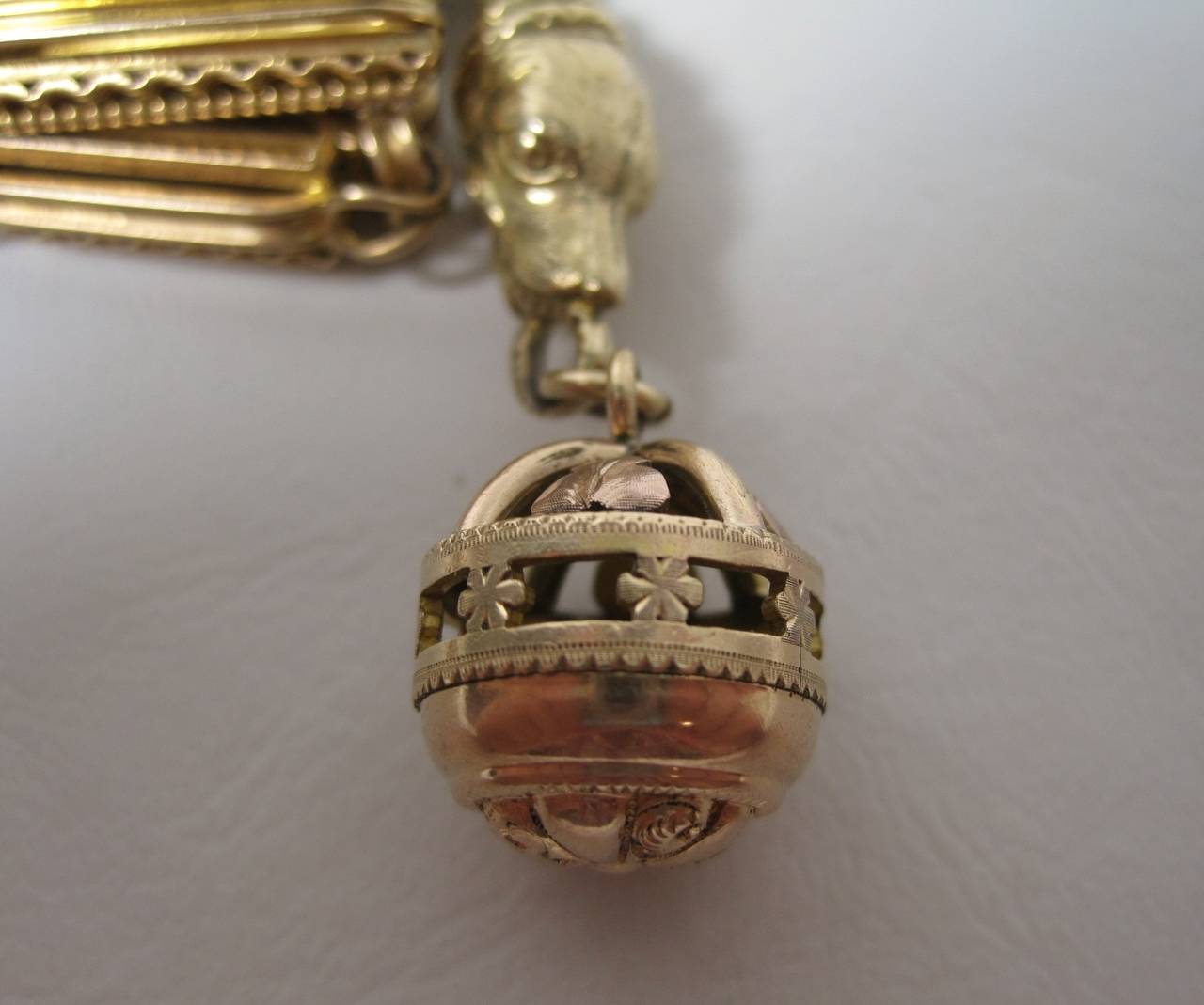 19th Century 14-Karat Gold Watch Fob Chain and Pendants 2