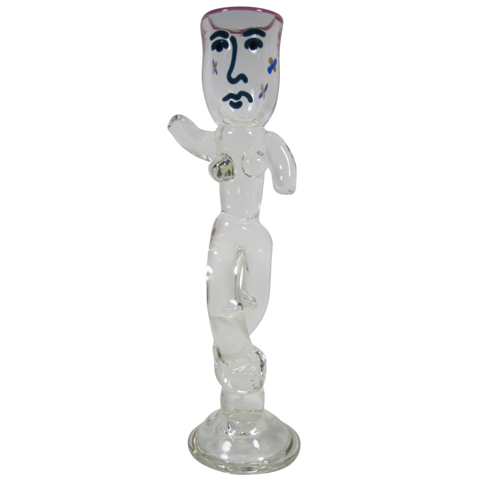 William Bernstein Art Glass Figural Lady Sculpture For Sale