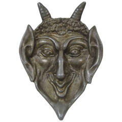 Vintage Russian Horned Devil Head Ashtray, Metalware
