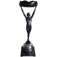 Frankart Ashtray Stand, Nude Art Deco