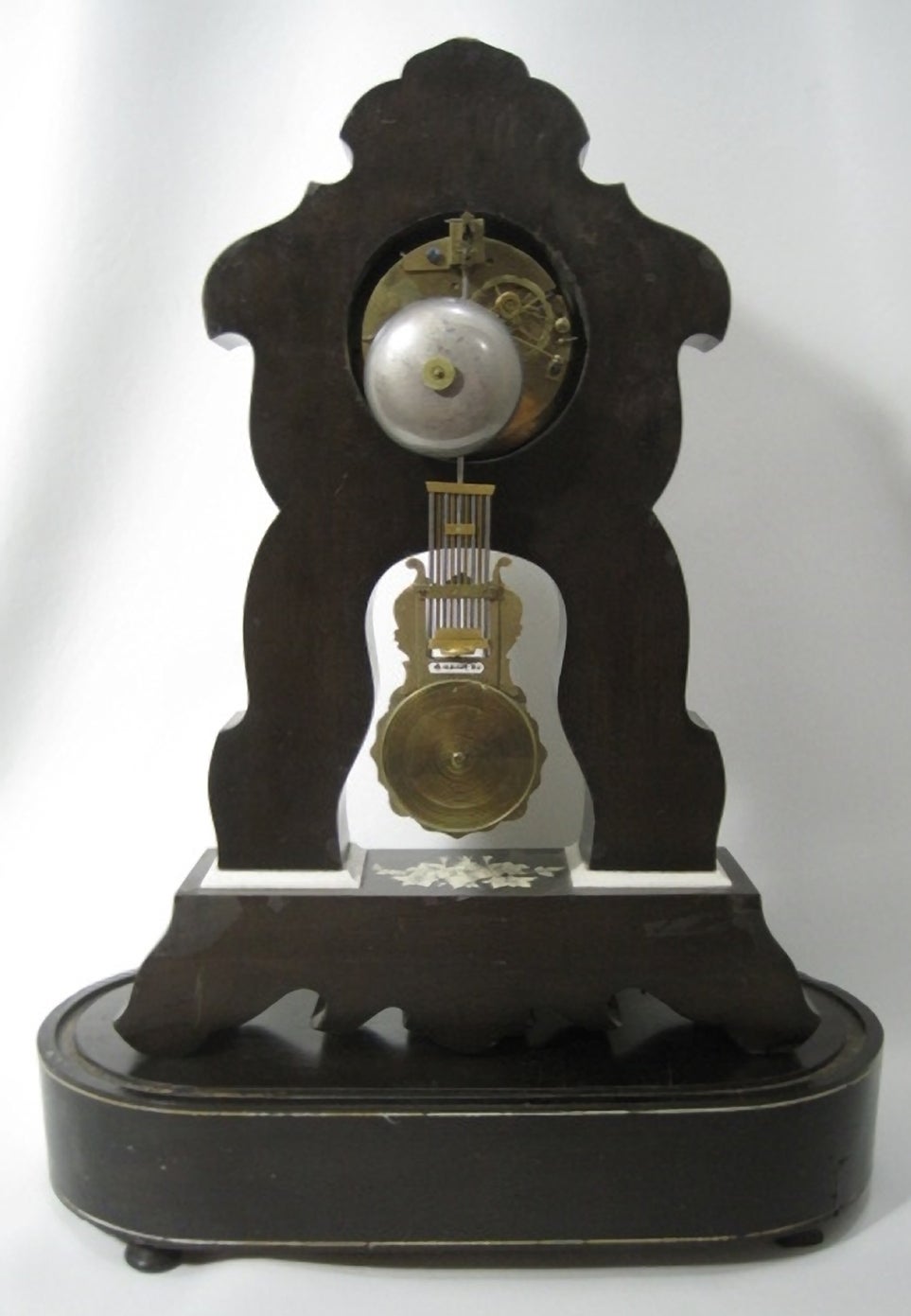 19th Century French Portico Clock with Bone Inlay For Sale 2