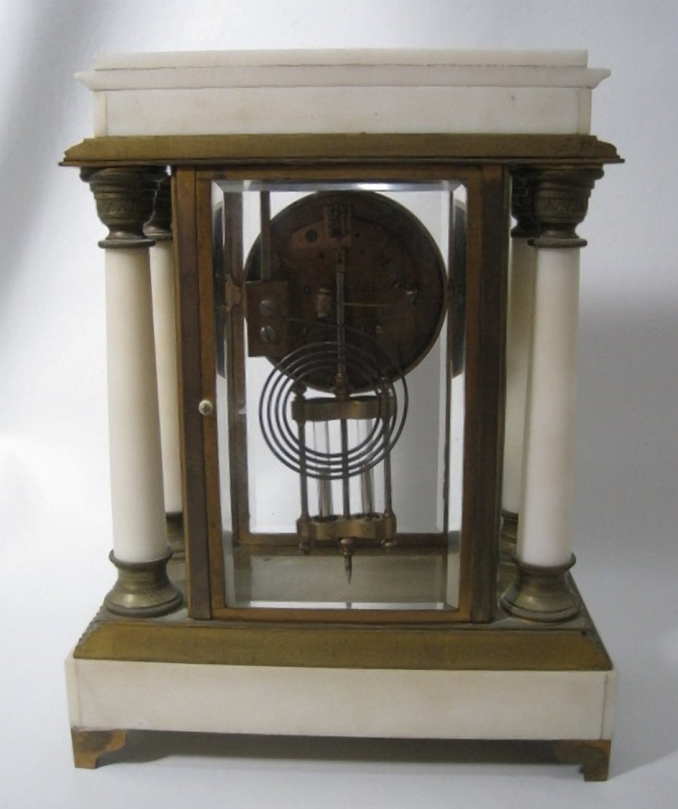 19th Century French Empire Style Portico Clock For Sale 1