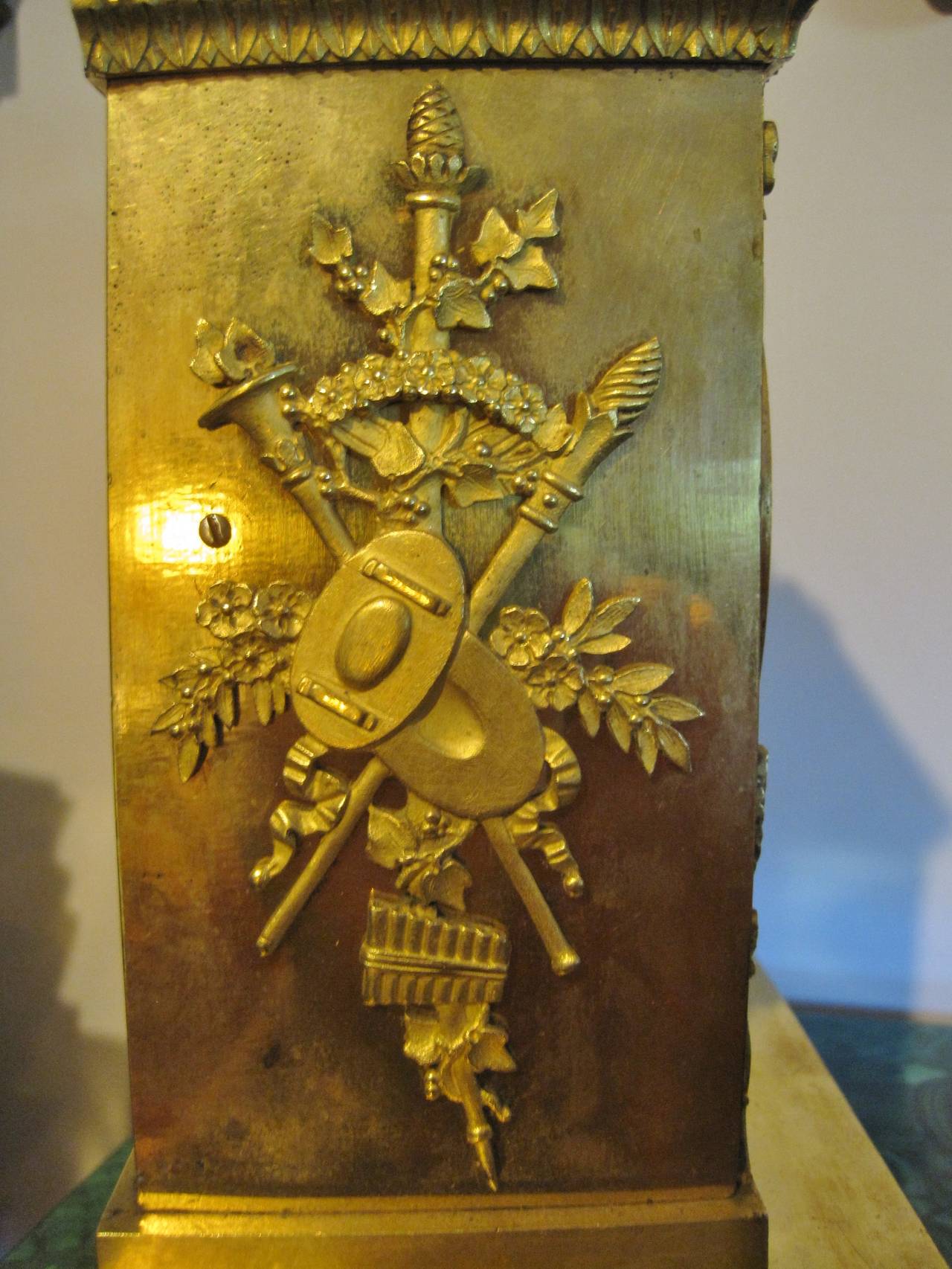Early 19th Century French Empire Period Gilt Bronze Figural Clock For Sale 7