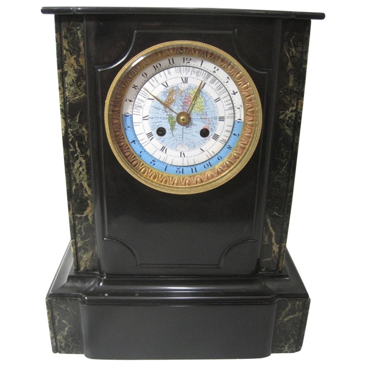 French Marble "World" Time Clock, 19th Century at 1stdibs