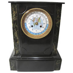 French Marble "World" Time Clock, 19th Century