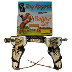 Ensemble d'étuis de pistolet à casquette Roy Rogers avec lettre signée par Roy Rogers
