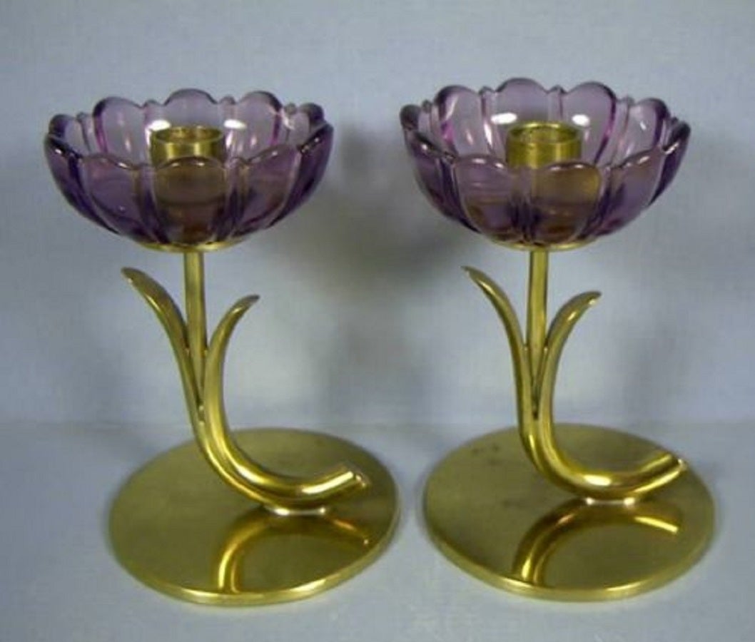 Pair of Gunnar Ander for Ystad Metall candleholders, Sweden.

Free shipping within the United States and Canada.
