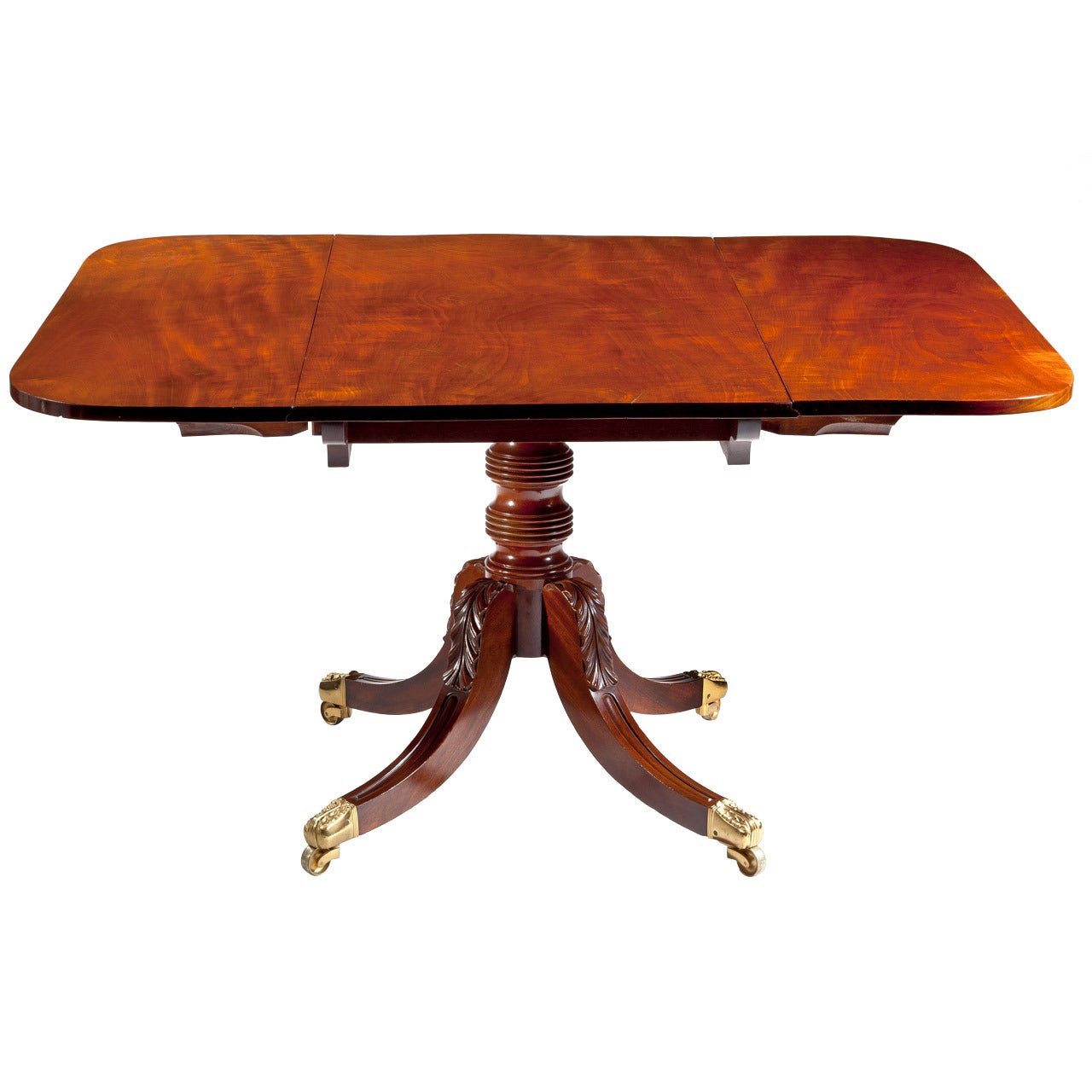 Sheraton Carved Mahogany Drop-Leaf Dining Table, circa 1820 For Sale