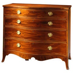 Federal Serpentine Inlaid Mahogany Bureau, circa 1800 7
