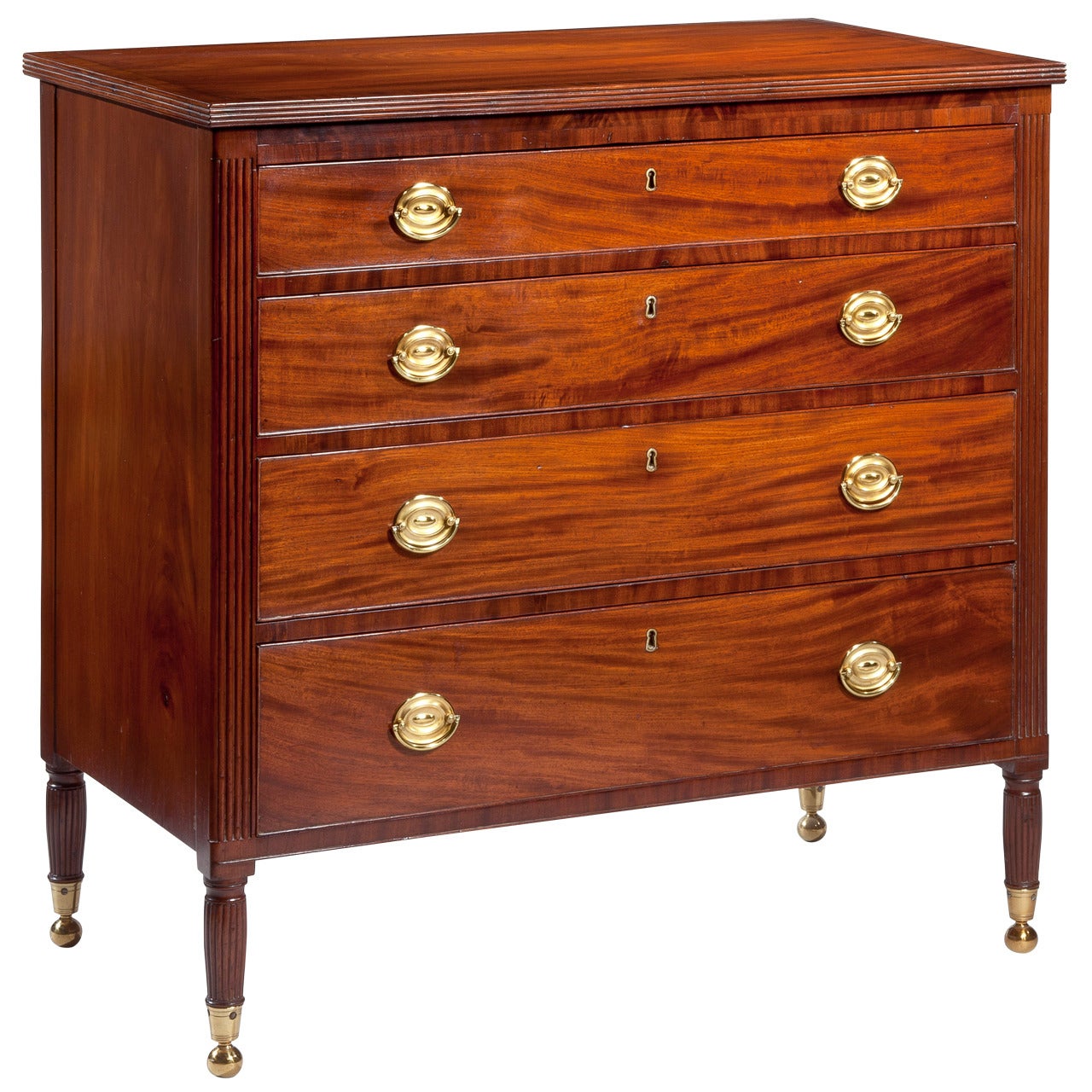 Sheraton Diminutive Brass Inlaid Chest of Drawers, circa 1807 For Sale