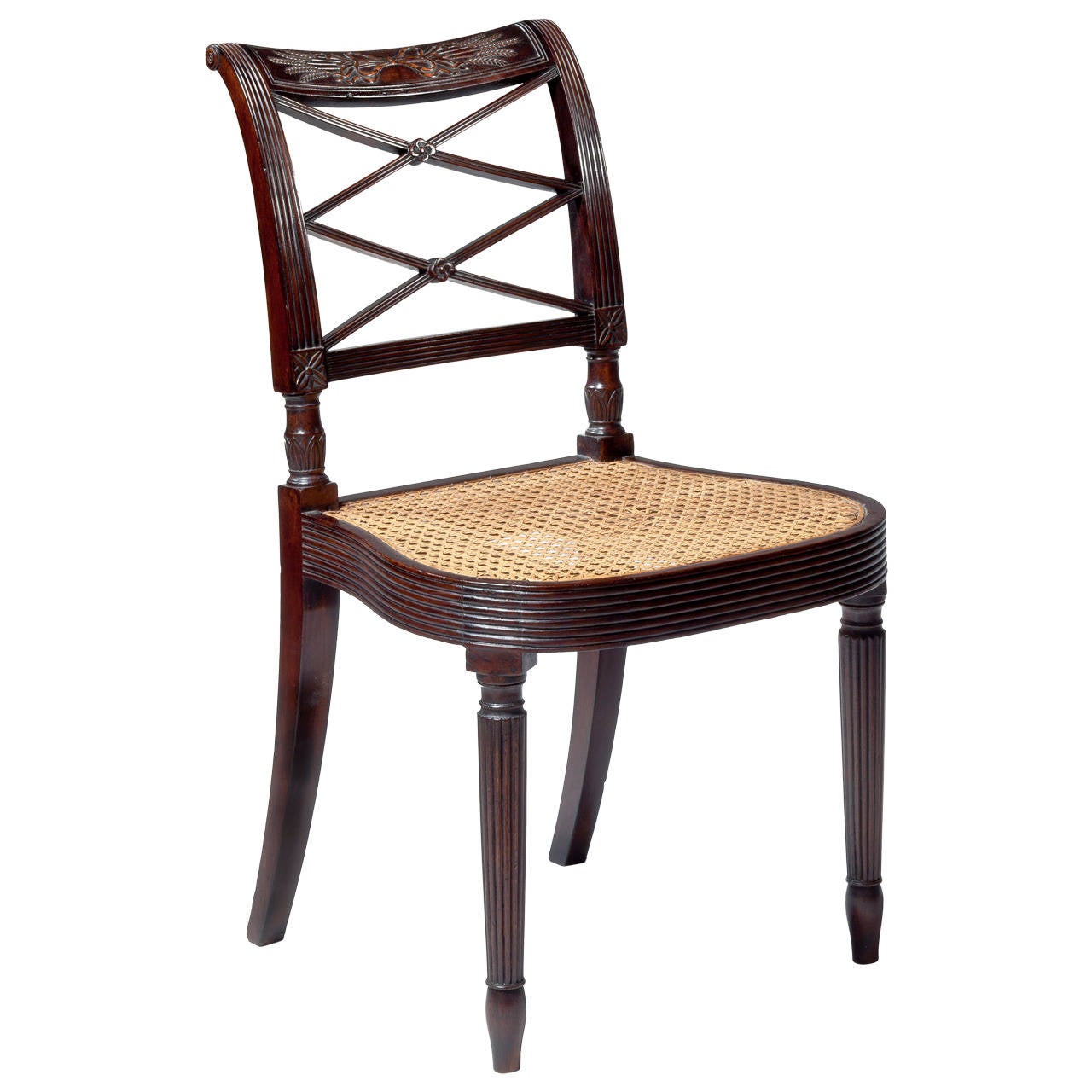 Carved Mahogany Sheraton Side Chair, circa 1807 at 1stDibs
