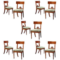 Set of Ten Assembled Carved Mahogany Dining Chairs, circa 1835