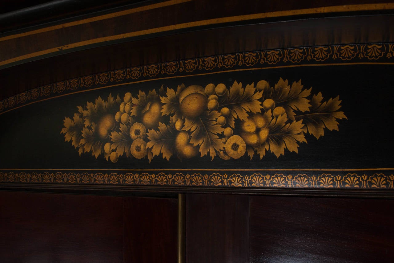 American Gilt-Stenciled Carved Mahogany Armoire