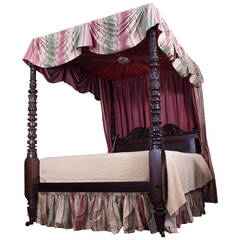 Monumental Carved Mahogany Tester Bedstead