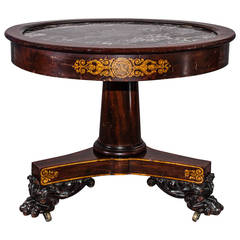 Classical Carved and Gilt Stencilled Mahogany Center Table