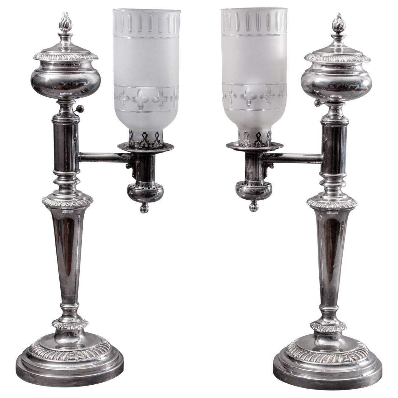 Pair of Sheffield Plate Argand Lamps, circa 1811