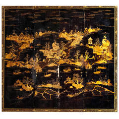 Antique 18th Century Four Lacquer Panels