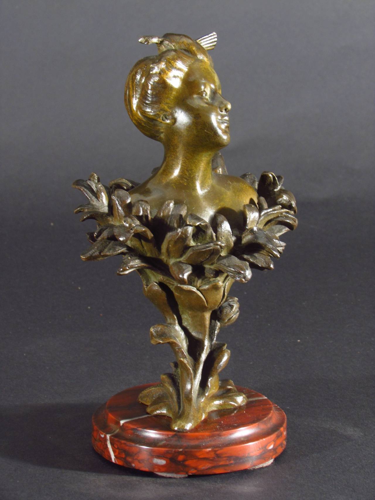 Madam Butterfly Antique Bronze Marble Sculpture